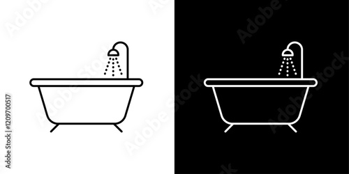 Bath icon set in black and white stroke