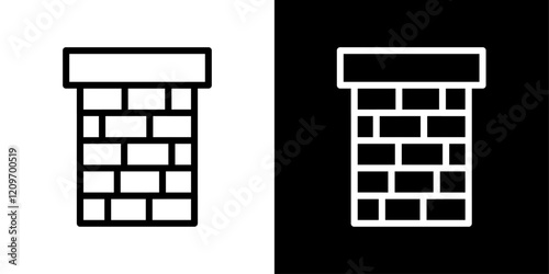 Chimney icon set in black and white stroke