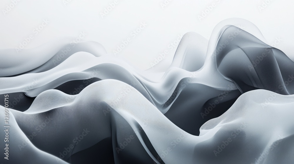Obraz premium Abstract smoke loop with soft curved edges, floating seamlessly, light gray to black gradient, artistic and ethereal, moody and dramatic, delicate and floating design