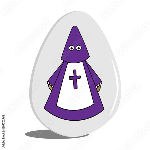 El huevo de Pascua con el penitente Nazareno de Semana Santa.