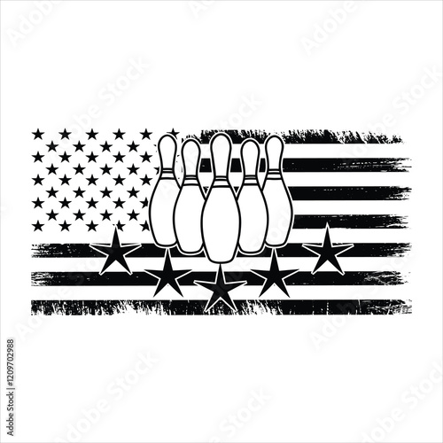Bowling Pin and Ball Illustration Vector Art
