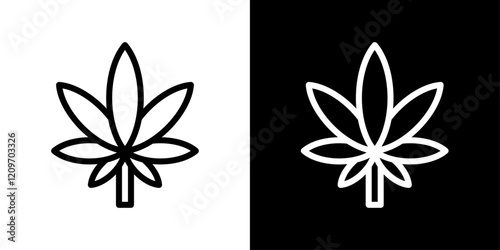 Cannabis icon set in black and white stroke