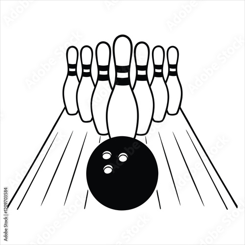 Bowling Ball Pin Vector Design Clipart

