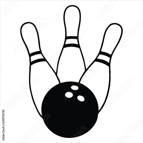 Bowling Ball Pin Vector Design Clipart
