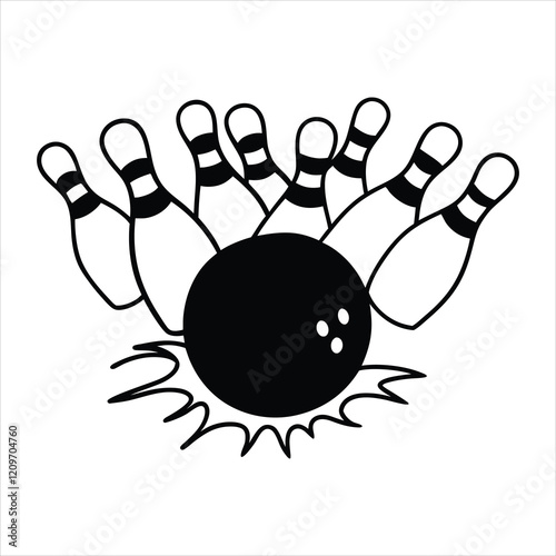 Vector Art of Bowling Pin and Ball
