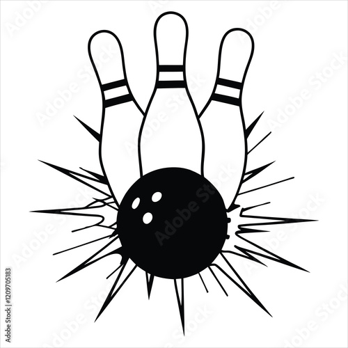 Bowling Ball and Pin Icon Vector Illustration
