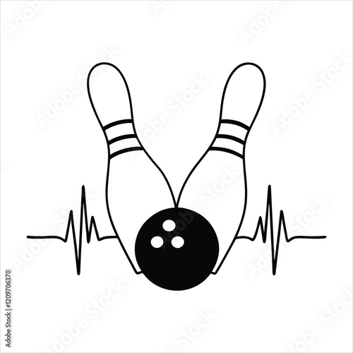 Digital Vector Bowling Ball and Pin Design
