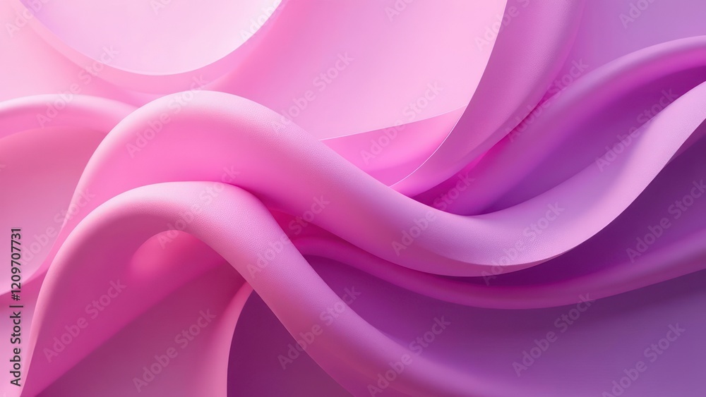 Obraz premium pink ribbon on purple background with flowing curves