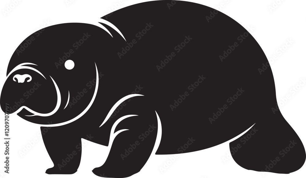 Obraz premium Manatee cartoon illustration.