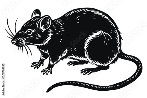 a silhouette of a rat on a white background