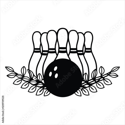 Vector Bowling Pin and Ball Artwork
