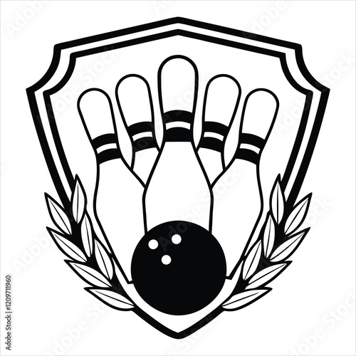 Bowling Ball and Pin Digital Vector Design
