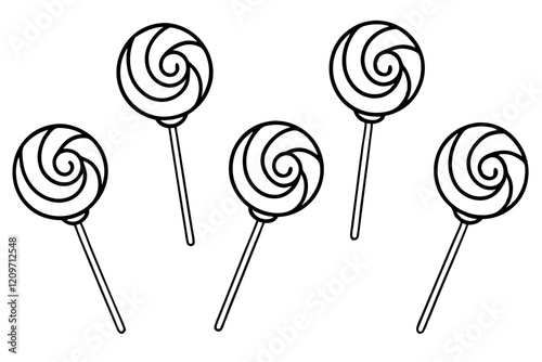 Minimalist Lollipop Line Art Vector Set