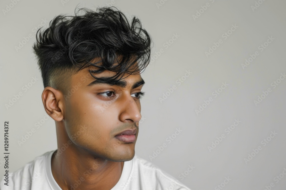 Indian young man with skinhead designer hair portrait photography fashion Indian young man with skinhead designer hair portrait photography fashion