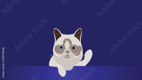 Adorable Cat Illustration with a Vibrant Background in a Minimalist Design for Pet Enthusiasts photo