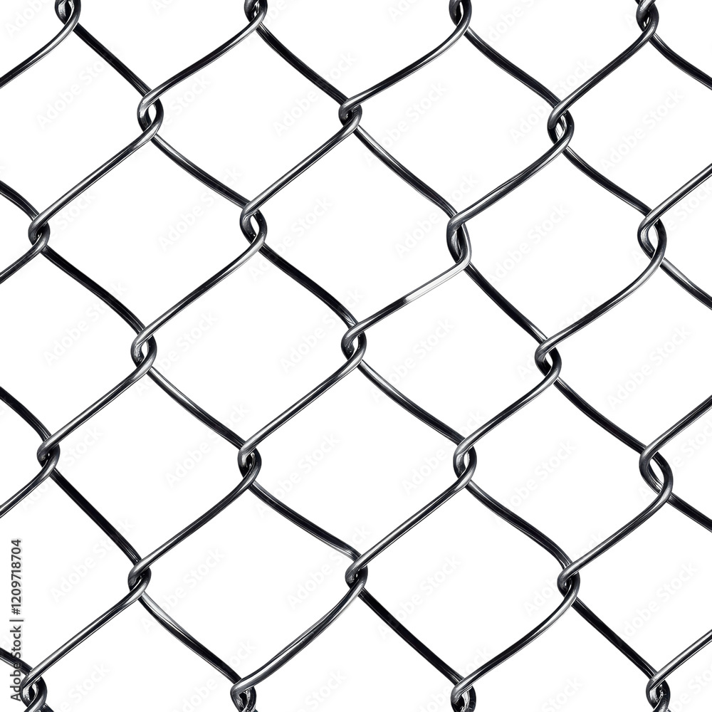 Fototapeta premium Chain Link Fence Texture on transparent background.