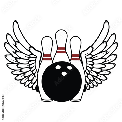 Bowling Ball and Pin Clipart Illustration
