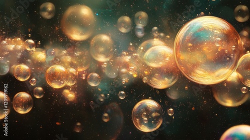 Wallpaper Mural Golden Bubbles Float In A Dark Cosmic Space Torontodigital.ca