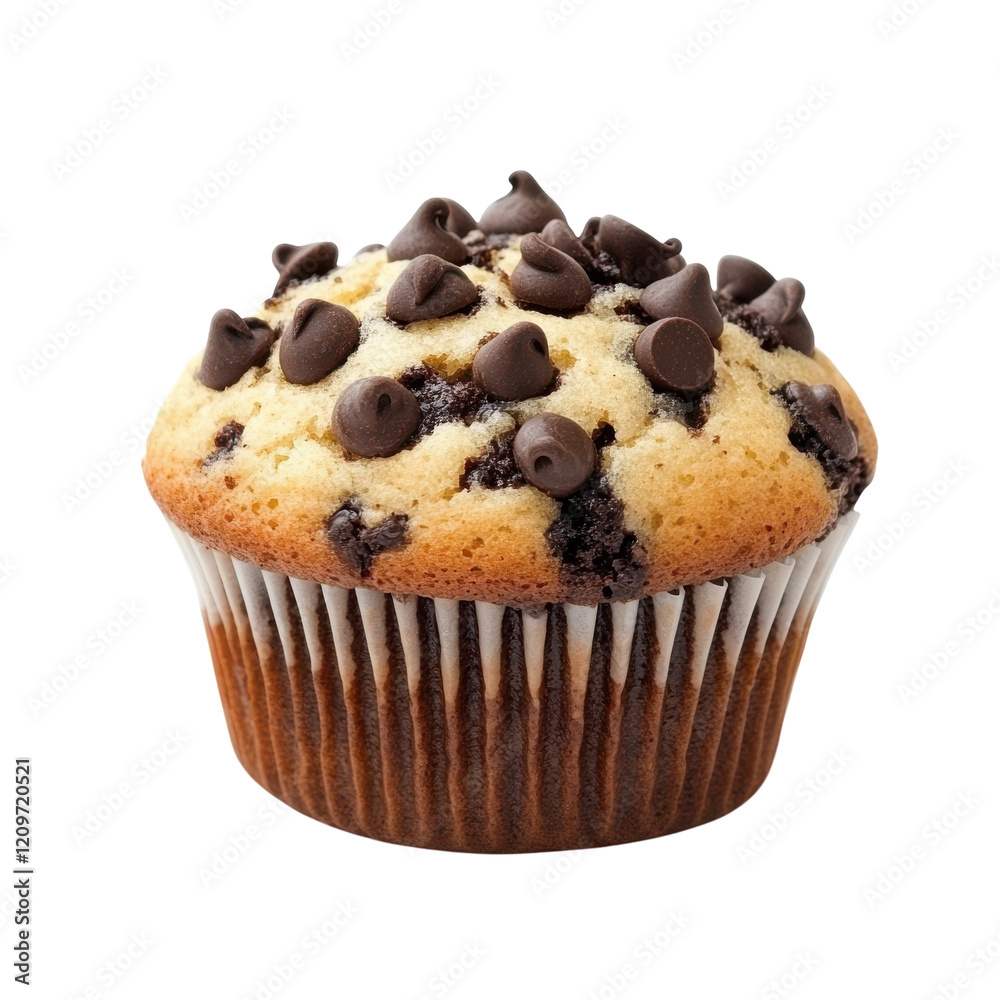 Delicious Chocolate Chip Muffins on transparent background.