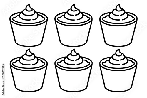 Minimalist Mousse Dessert Line Art Set