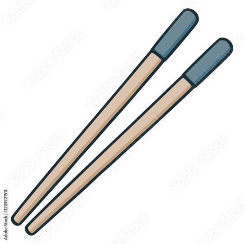 wooden chop stick equipment flat color vector illustration template design