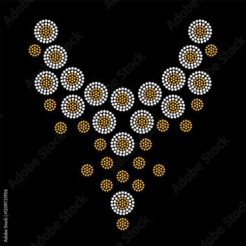 Rhinestone applique collar design for t-shirt or blouse hot-fix transfer. Abstract beautiful glitter applique rhinestone motif.	
