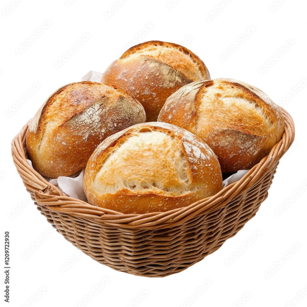 Golden Crusty Bread Basket on transparent background. Golden Crusty Bread Basket on transparent background.