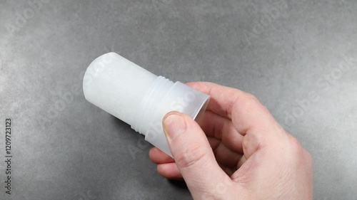 Holding a clear silicone deodorant container