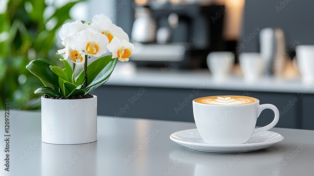 custom made wallpaper toronto digitalWhite Orchid and Cappuccino on Table