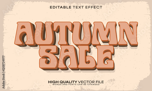 Autumn retro text effect, editable text effect and fall 3d font style bold shadow vintage poster design