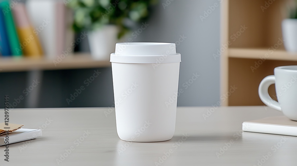 custom made wallpaper toronto digitalWhite Reusable Coffee Cup on Desk