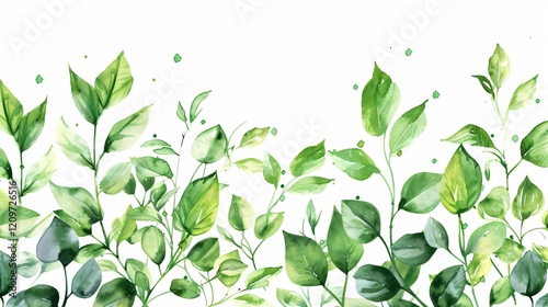 Wallpaper Mural Watercolor Hand-painted Leaves Border Floral Background Torontodigital.ca