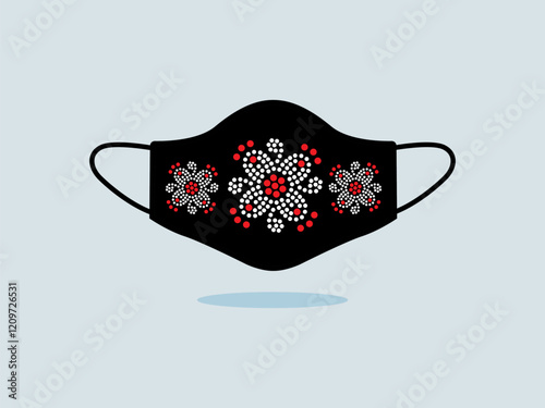 Rhinestone applique collar design for t-shirt or blouse hot-fix transfer. Abstract beautiful glitter applique rhinestone motif.	