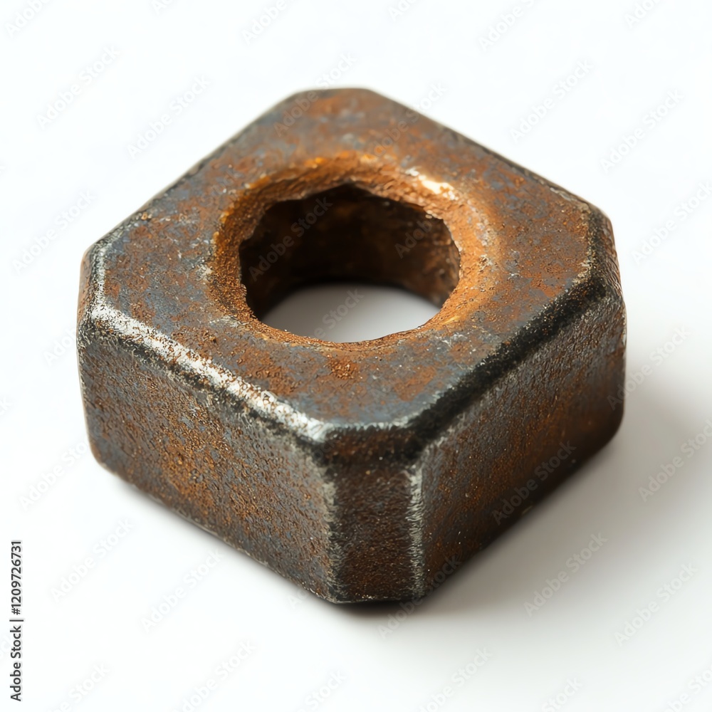 Rusty metal hex nut, isolated on white background. Rusty metal hex nut, isolated on white background.