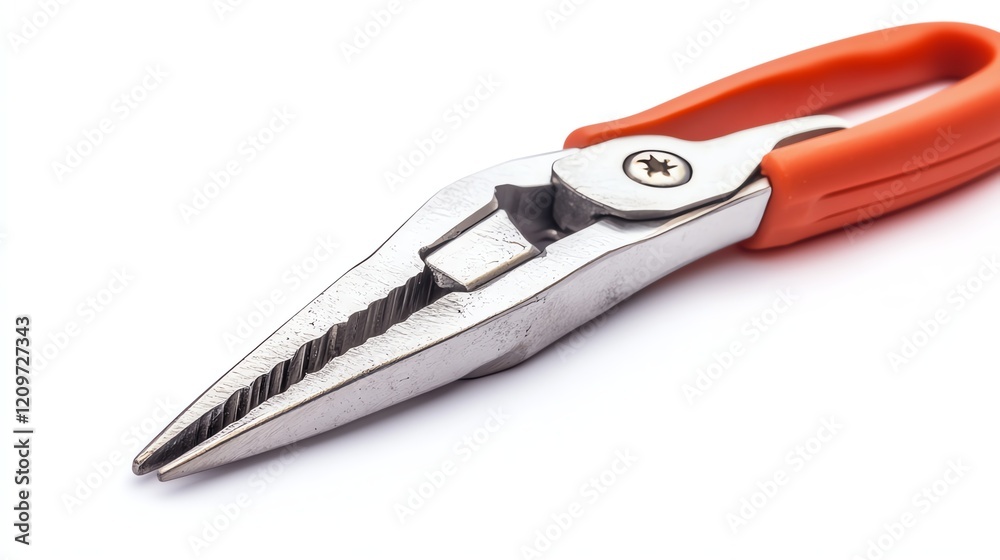 Pliers with orange handles, tool for gripping, cutting, and bending metal. Pliers with orange handles, tool for gripping, cutting, and bending metal.