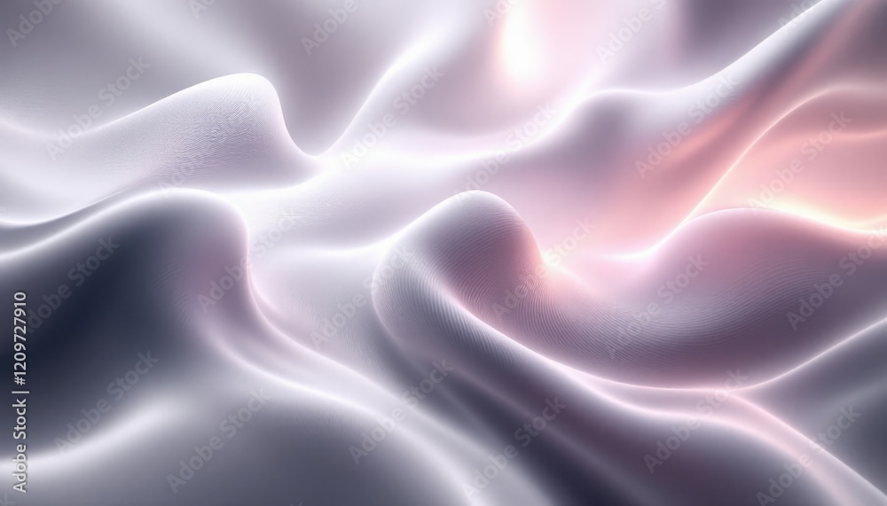 Fototapeta premium Soft pink and white abstract fabric waves with gentle light reflections