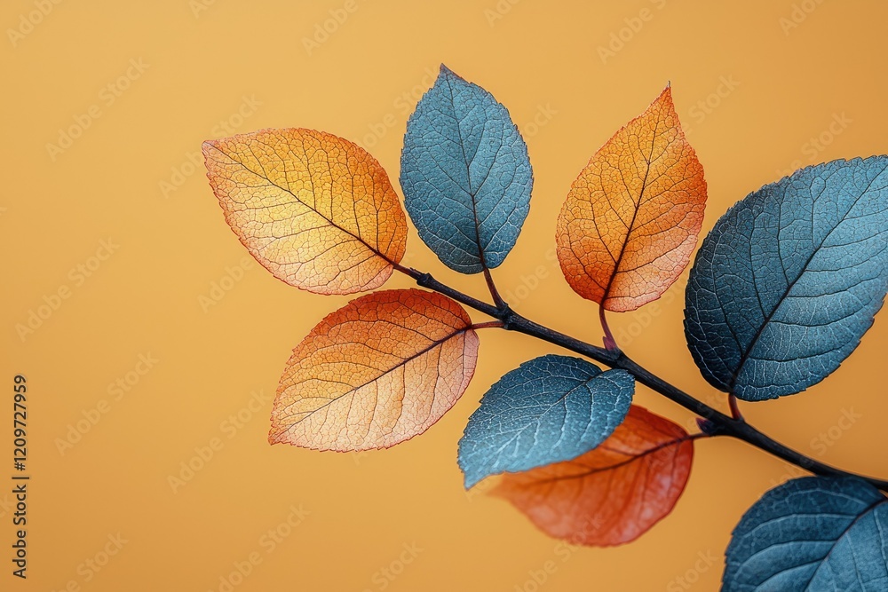 Obraz premium Autumn leaves displaying vibrant colors nature botanical photography warm environment close-up view seasonal change