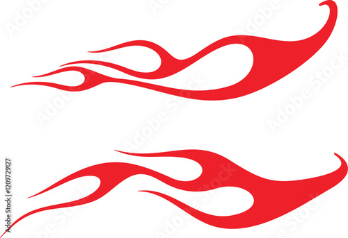 Vector swoosh flames set for vehicle vinyl decals, stickers, logo templates. Ready-to-cut graphics, great for race cars, hot rod vehicles, ATVs, trucks, motors, bikes, sport clothing, signs, banners. photo