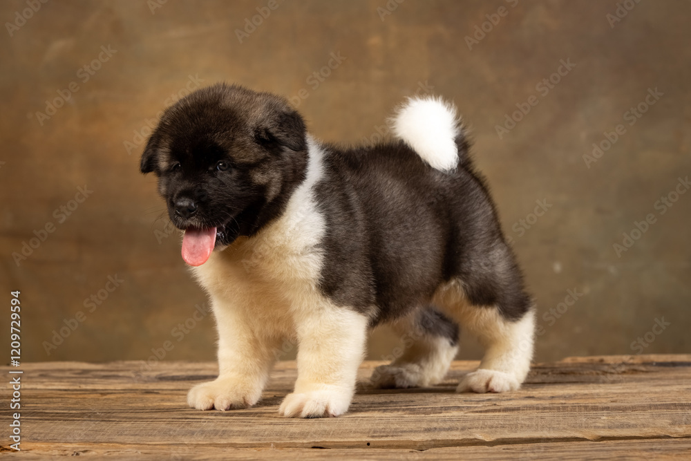 American Akita puppy on a uniform background American Akita puppy on a uniform background