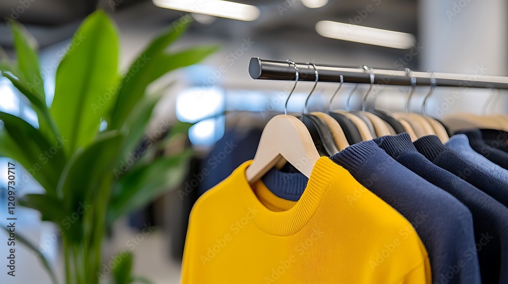 custom made wallpaper toronto digitalYellow and Blue Knitwear on Clothing Rack