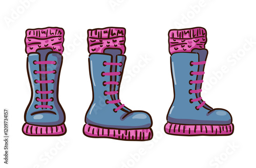 Boots isolated on white background. Vector illustration.