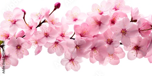 Wallpaper Mural Pink Cherry Blossom Flowers and Petals Isolated on White Background Torontodigital.ca