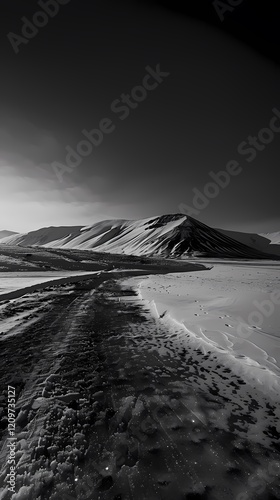 digital technology black and white snow mountain scenery poster background photo