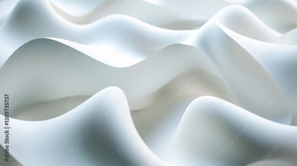 Obraz premium 3d render, abstract background with blurred shapes, glossy wavy lines