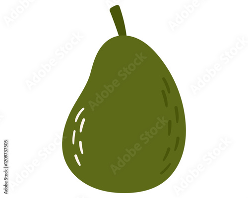 Fruit avocado in cartoon hand drawn simple style. Editable variable color