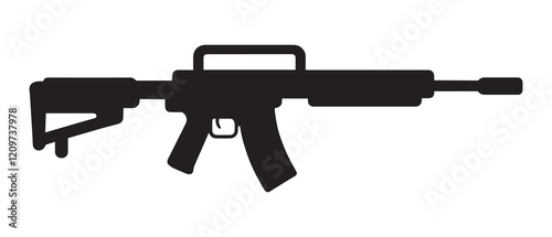 Rifle Icon Silhouette Isolated White Background