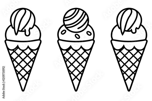 Modern Ice Cream Cone Vector Set