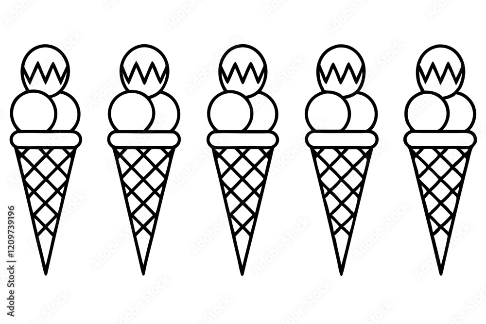 Modern Ice Cream Cone Vector Set Modern Ice Cream Cone Vector Set