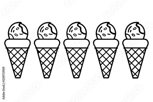 Modern Ice Cream Cone Vector Set