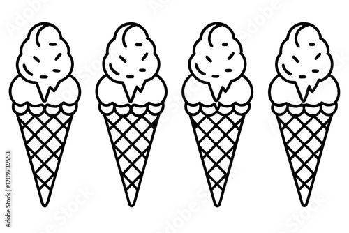 Modern Ice Cream Cone Vector Set